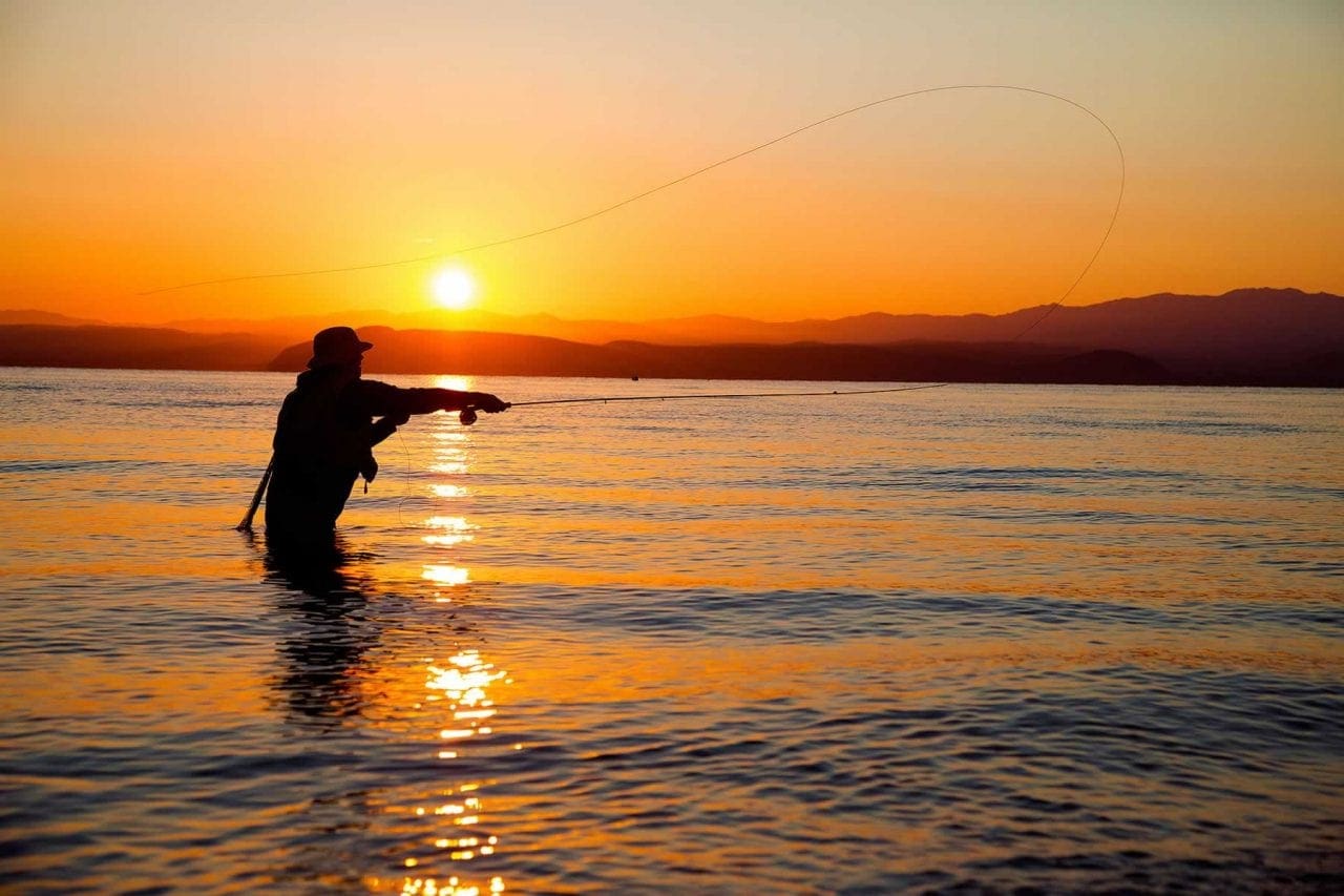 fishing in a lake