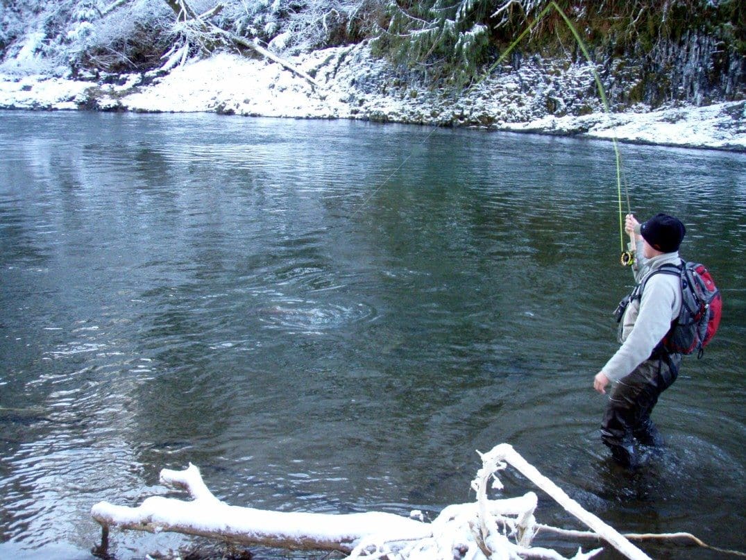 winter river fishing