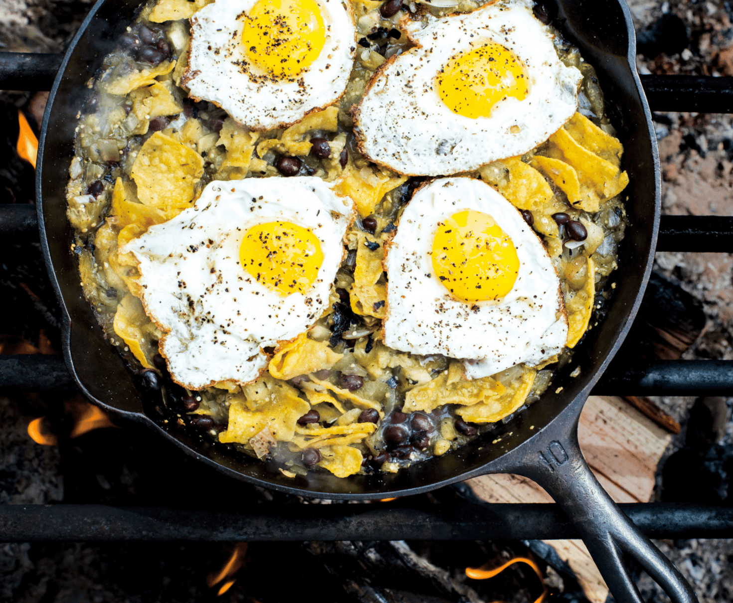 Chilaquiles with Blistered Tomatillo Salsa and Eggs