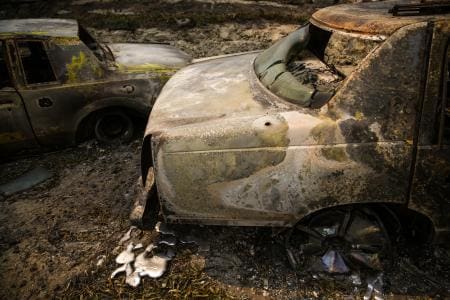 Sorry WikiHow... this is what happens to cars in a wildfire...